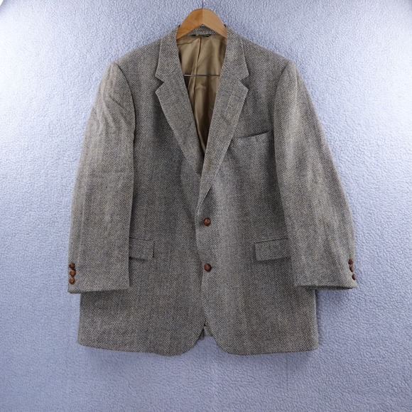 Harris Tweed Men's Wool Blazer Herringbone Classic Fit Sport Coat 46R